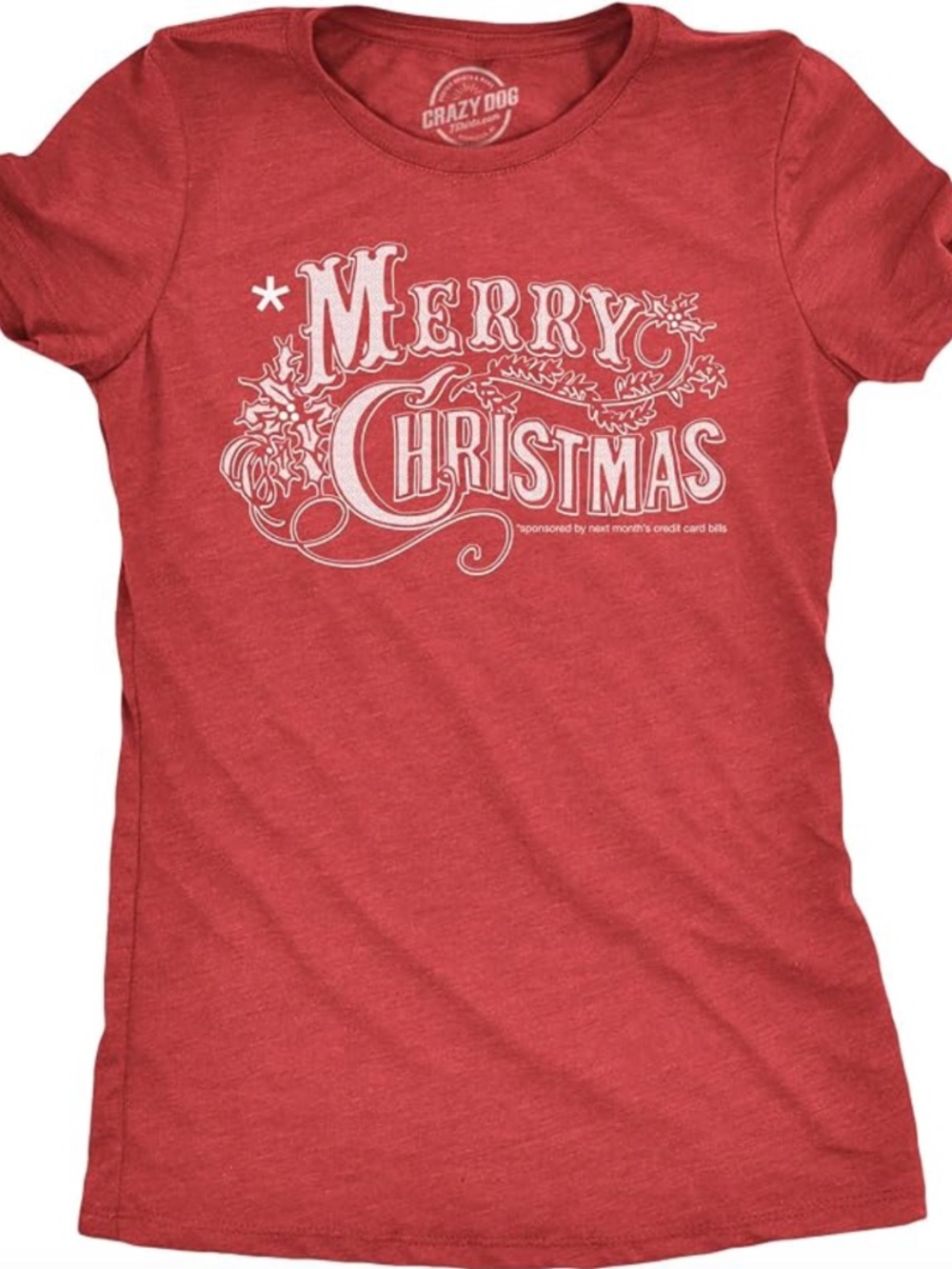 Womens Merry Christmas T Shirt Funny Credit Card Bills Tee Red White 3XL NEW